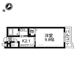 エグゼヴィライースト 1Kの間取図画像