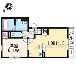 Raffine木幡 1LDKの間取図画像