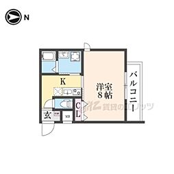 LEI CORT椥辻I 1Kの間取図画像