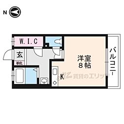 泉涌寺アビタシオン ワンルームの間取図画像