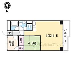山科ハイツ 2LDKの間取図画像