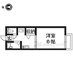 レスパス城陽 1Kの間取図画像