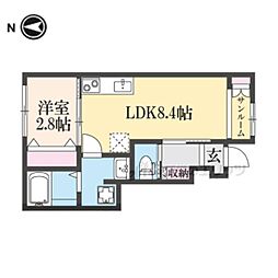 CLASSOSECOND伏見稲荷 1LDKの間取図画像