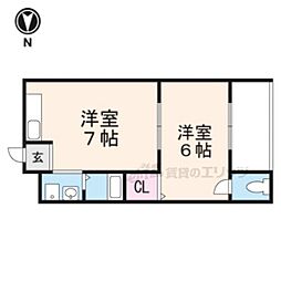 寺田コーポ 1DKの間取図画像