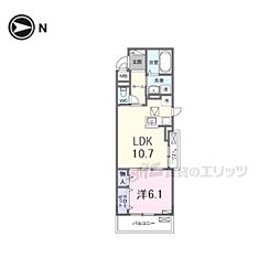 ヒカルサ京都伏見小野 1LDKの間取図画像