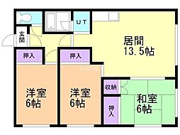 サンハイツS 3LDKの間取図画像