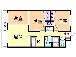 フェイマスKITAMI3番館 3LDKの間取図画像