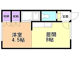 コーポラスマドカ 1LDKの間取図画像
