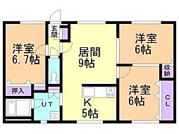 コーポ青山 3LDKの間取図画像