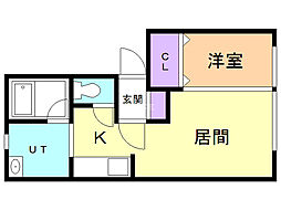 ハイツS2 1LDKの間取図画像