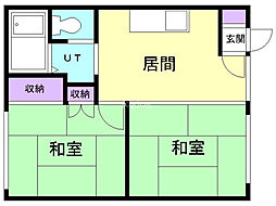コーポはった 2DKの間取図画像