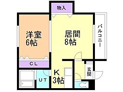 スイングラピュタ 1LDKの間取図画像
