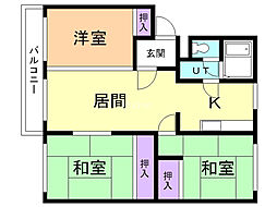 コーポオカムラ 3LDKの間取図画像