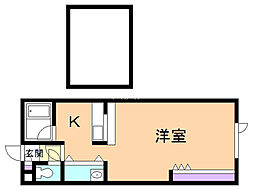 パセオ常盤B 1Kの間取図画像