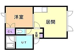 オニオンハイツ 1LDKの間取図画像