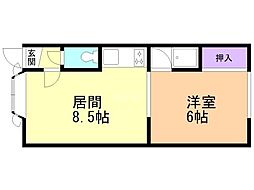 ボナールハイツ1 1LDKの間取図画像