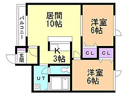 グレイス小泉1 2LDKの間取図画像