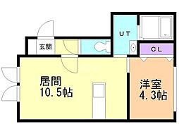 ルミナーレ公園B 1LDKの間取図画像