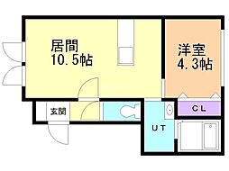 ルミナーレ公園B 1LDKの間取図画像