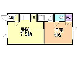 第8日研ハイツ 1DKの間取図画像