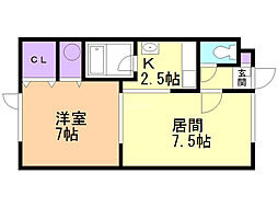 リーベンティーフ 1LDKの間取図画像