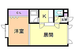 ラピュタハウスB 1LDKの間取図画像