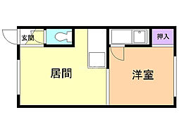 第2パークハイツ 1DKの間取図画像