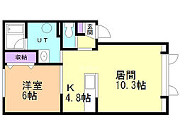 サンプレイスW-1 1LDKの間取図画像
