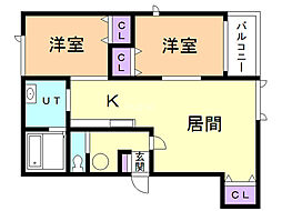 カーサ・シェルピア 2LDKの間取図画像