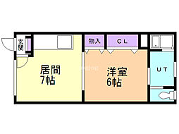 ハイツRi 1DKの間取図画像