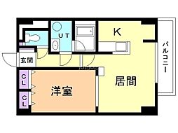 アイランドパレス1 1LDKの間取図画像