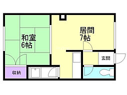 西富誠幸マンション 1DKの間取図画像