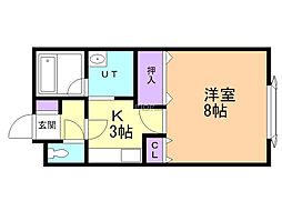 ハッピー97 1Kの間取図画像