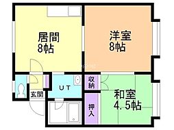 華奈ハイツ 1LDKの間取図画像