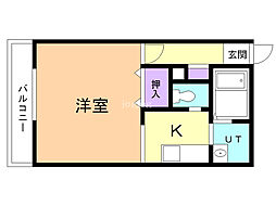 クールラピュタ 1Kの間取図画像