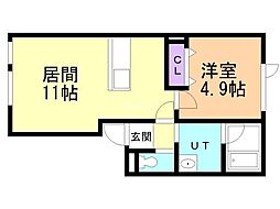 Aries 1LDKの間取図画像