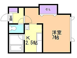 リッツ花園 1Kの間取図画像