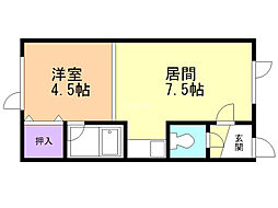 第21日研ハイツ 1DKの間取図画像