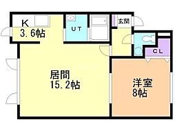 グリーン・パル1 1LDKの間取図画像