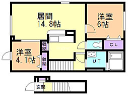 クレストール 2LDKの間取図画像