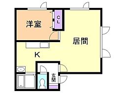 MKKハイツ 1LDKの間取図画像
