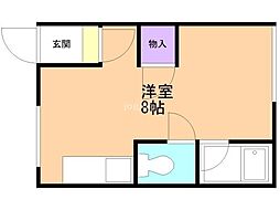 オリス美幌 ワンルームの間取図画像