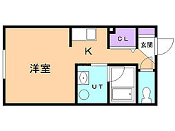 グリッシーニ 1Kの間取図画像