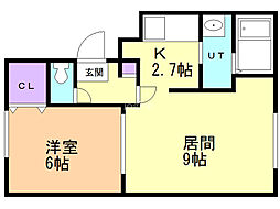 リバティサンライズ 1LDKの間取図画像