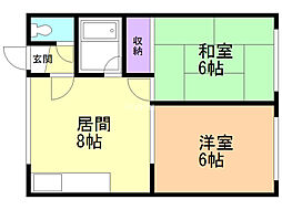 蘭ハイツ 2LDKの間取図画像