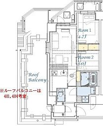 都営新宿線 大島駅 徒歩4分の賃貸マンション 6階2LDKの間取り
