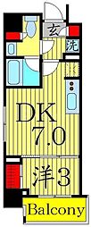 東京メトロ半蔵門線 押上駅 徒歩3分の賃貸マンション 7階1DKの間取り