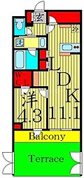 京成押上線 京成曳舟駅 徒歩3分の賃貸マンション 1階1LDKの間取り