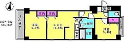 都営大江戸線 森下駅 徒歩4分の賃貸マンション 4階2LDKの間取り