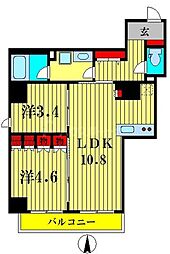 都営新宿線 菊川駅 徒歩2分の賃貸マンション 2階2LDKの間取り